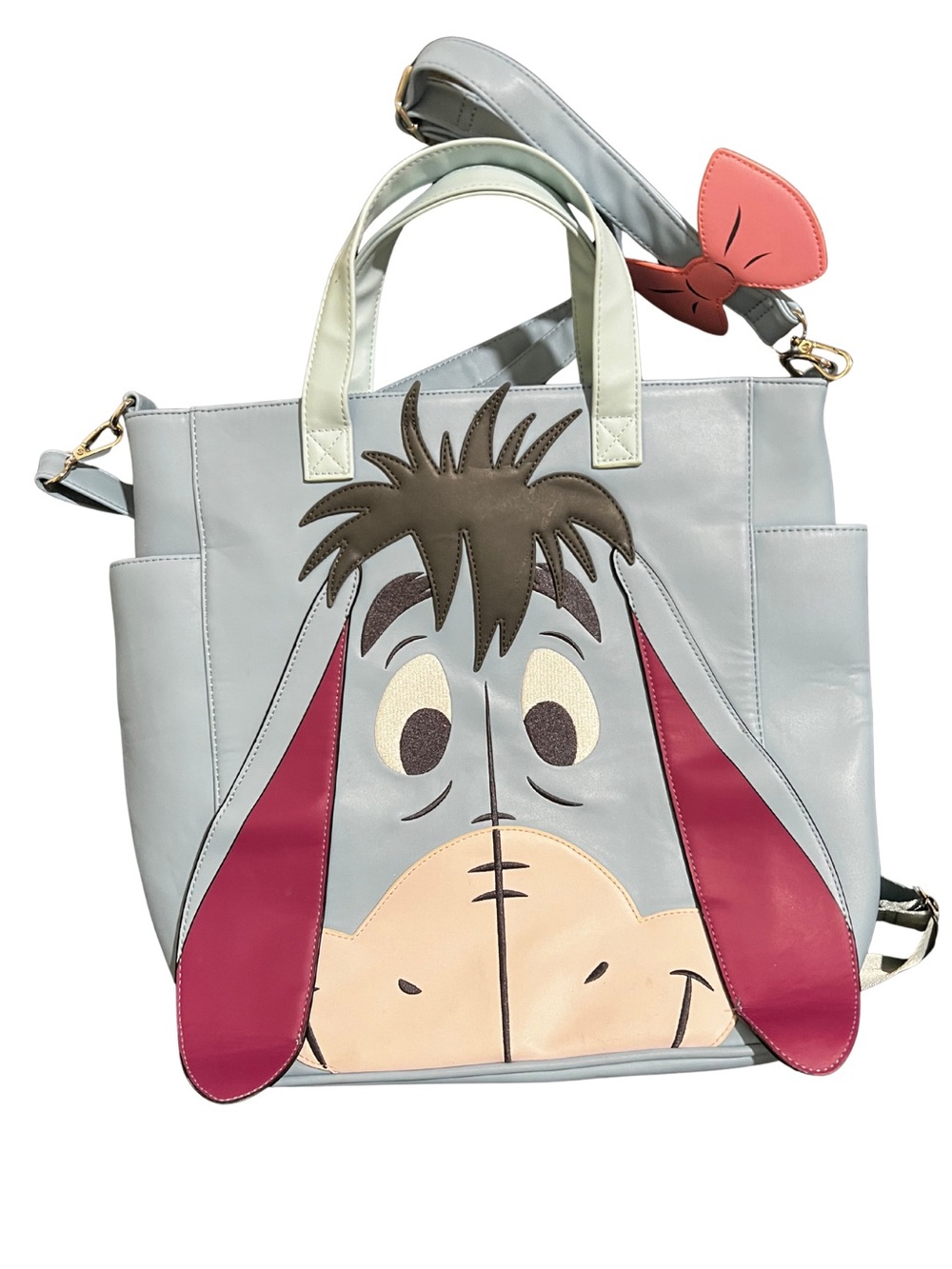Whimsical Eeyore Tote Bag in Light Blue and Pink